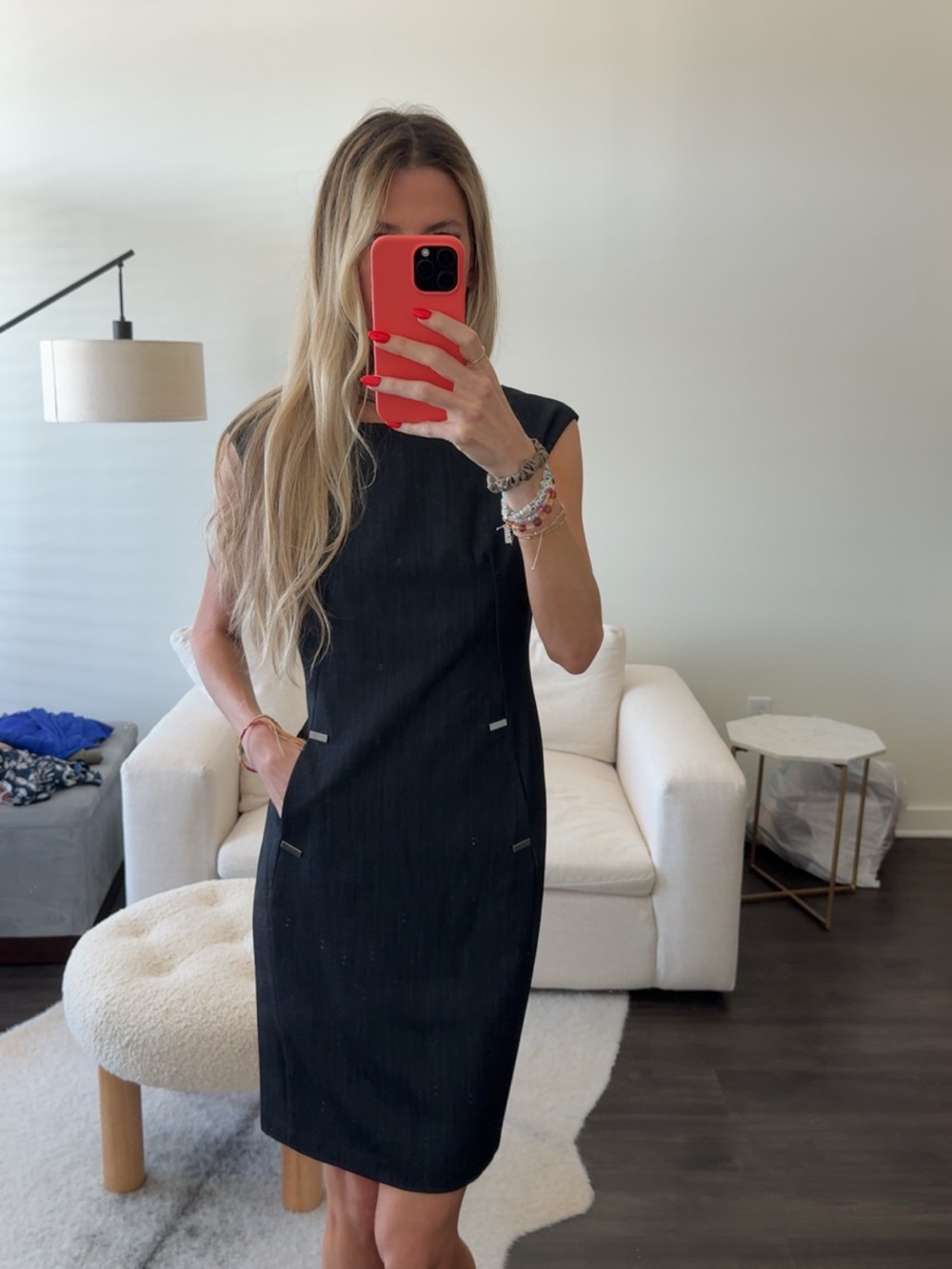 Calvin Klein Black Sleeveless Sheath Midi Dress